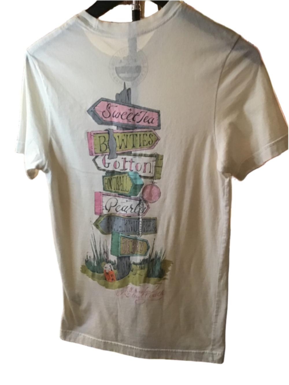 Women's Lauren James White Pink Sweet Tea Short Sleeve Tee S